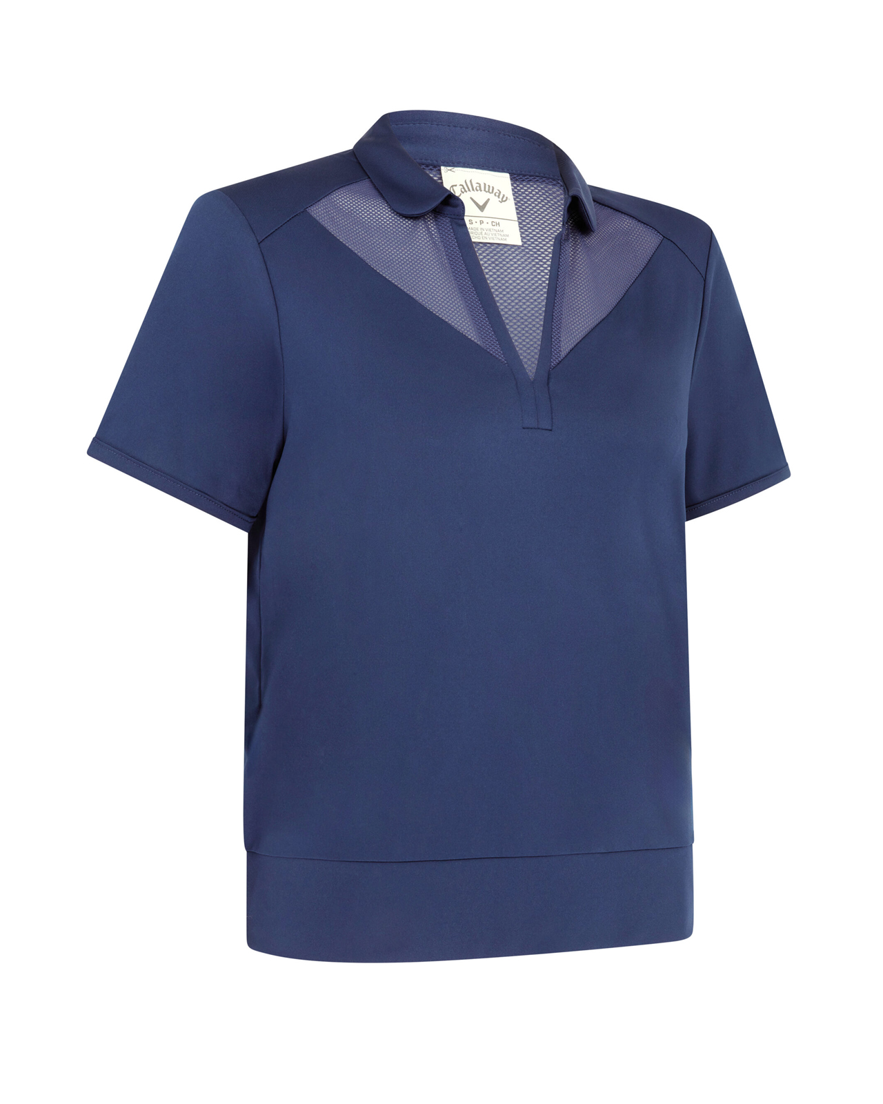 Waist Length Mesh Detail, Ärmelloses Polo, Damen - peacoat