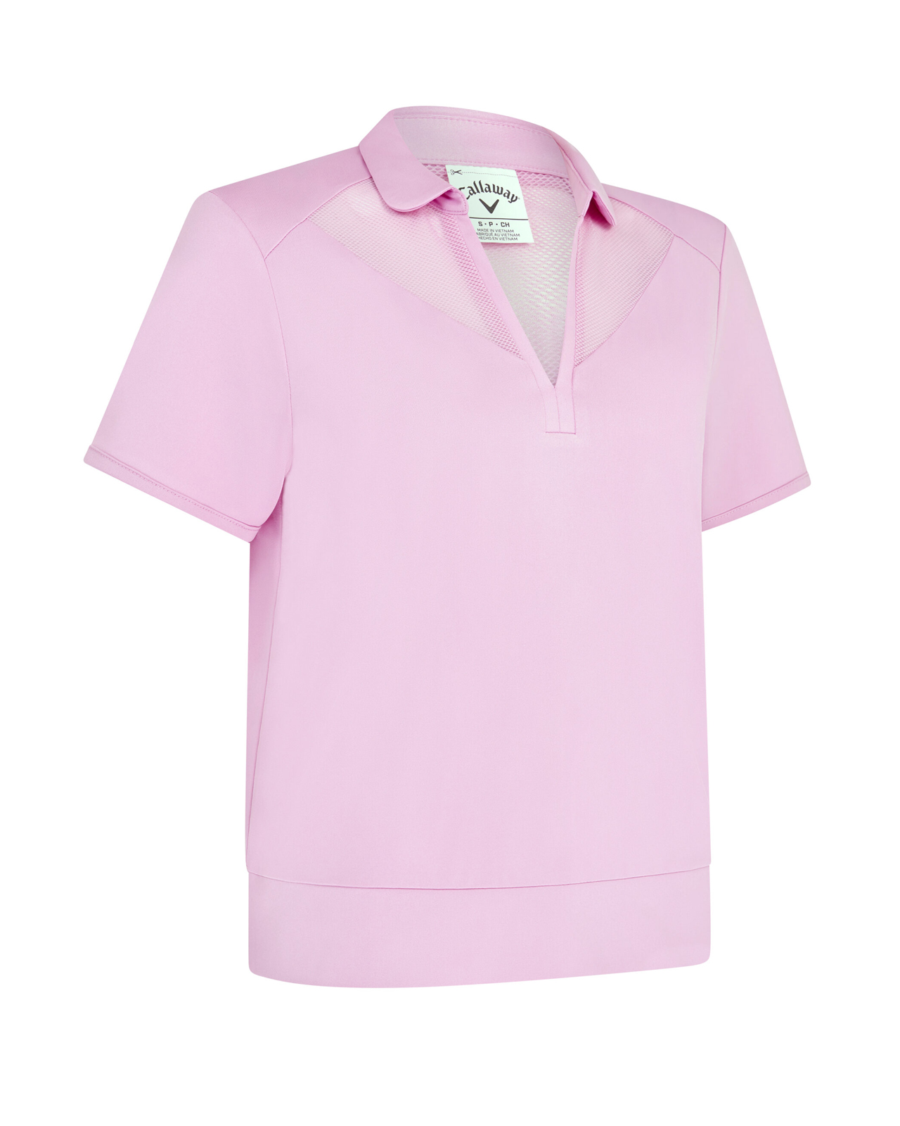 Waist Length Mesh Detail, Ärmelloses Polo, Damen - orchid