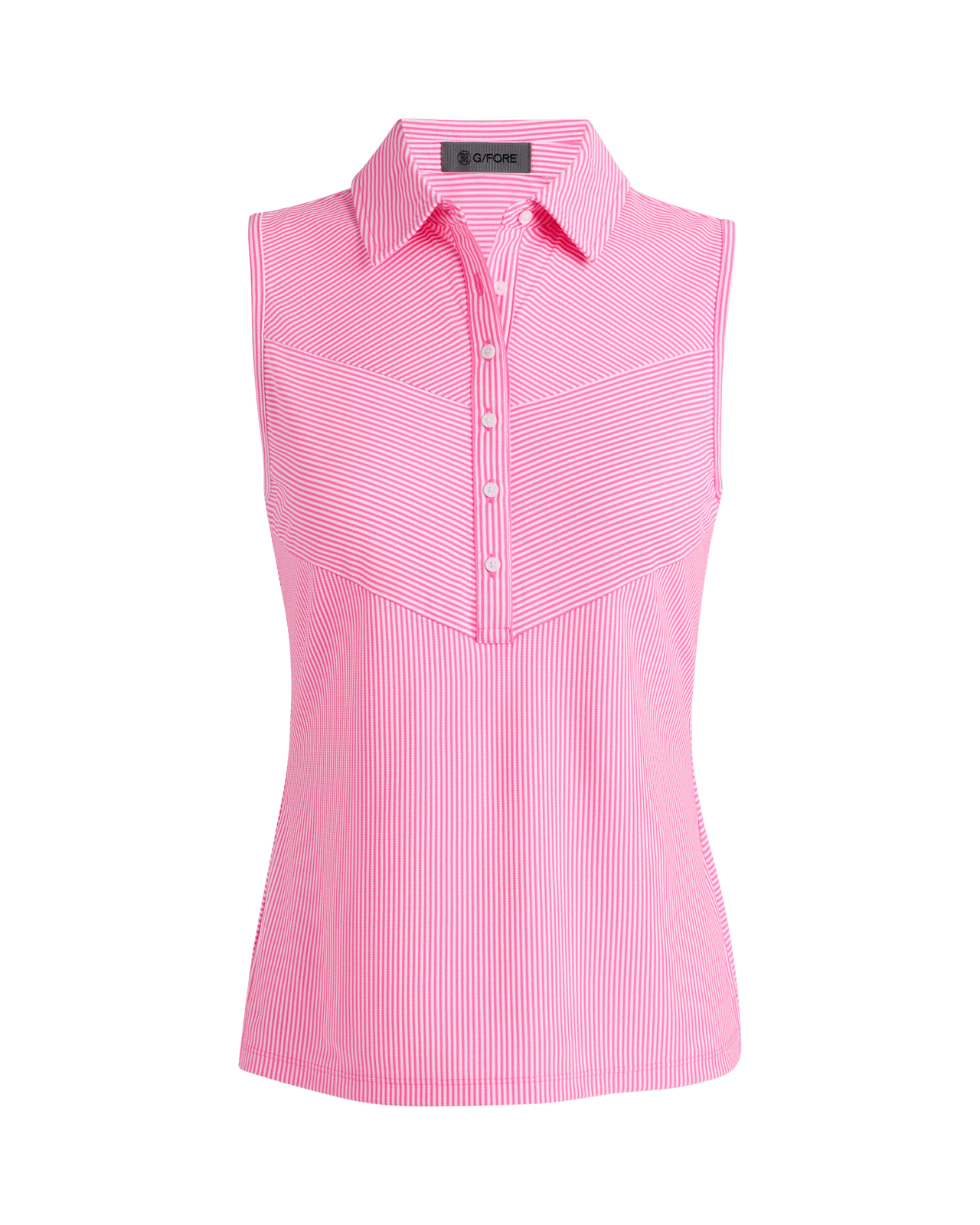 Paneled Stripe, Ärmelloses Polo, Damen - knockout_pink